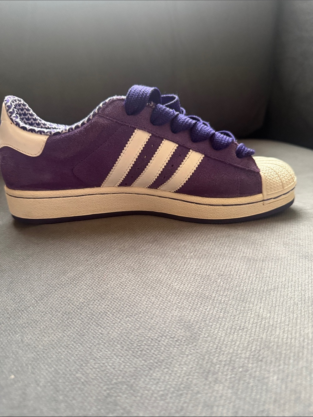 adidas Purple Superstar Suede Shell-Toe Sneakers with White Stripes - Picture 5 of 8